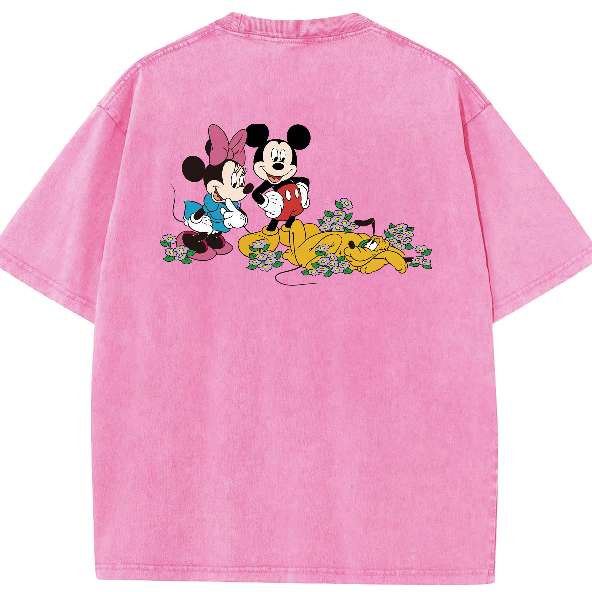 （画像用） ミッキーマウス Mickey Mouse 綿100% ヴィンテージ風 半袖Tシャツ（背面プリント）